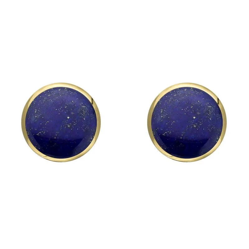 9ct Yellow Gold Lapis Lazuli 6mm Classic Medium Round Stud Earrings
