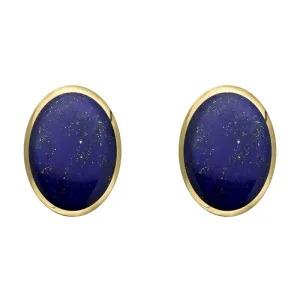 9ct Yellow Gold Lapis Lazuli 8 x 10mm Classic Large Oval Stud Earrings