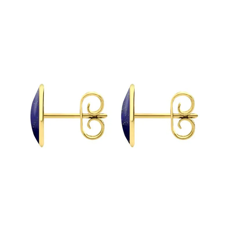 9ct Yellow Gold Lapis Lazuli 8 x 10mm Classic Large Oval Stud Earrings