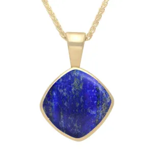 9ct Yellow Gold Lapis Lazuli Cushion Shaped Necklace