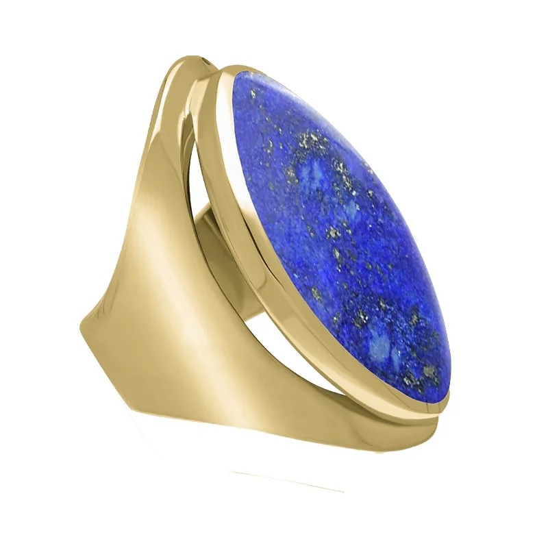 9ct Yellow Gold Lapis Lazuli Large Oval Statement Ring