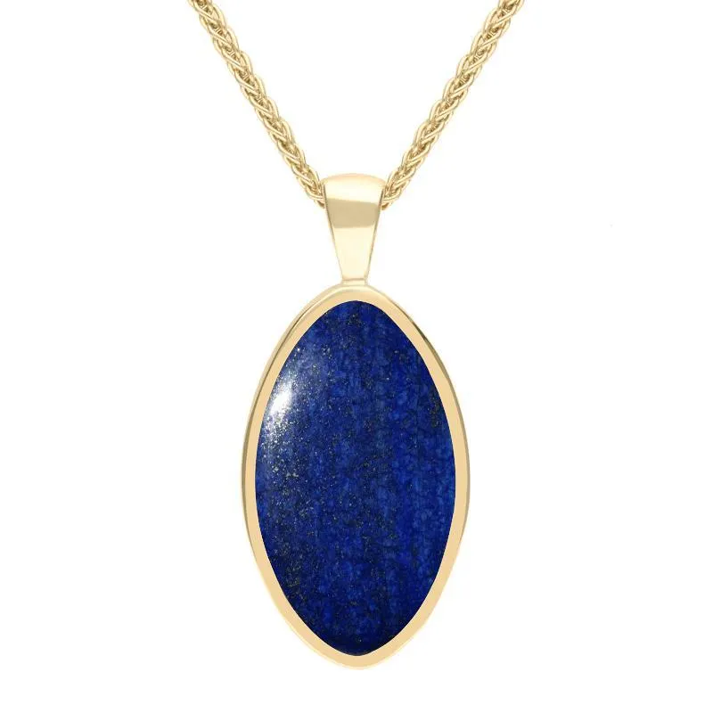 9ct Yellow Gold Lapis Lazuli Oval Necklace