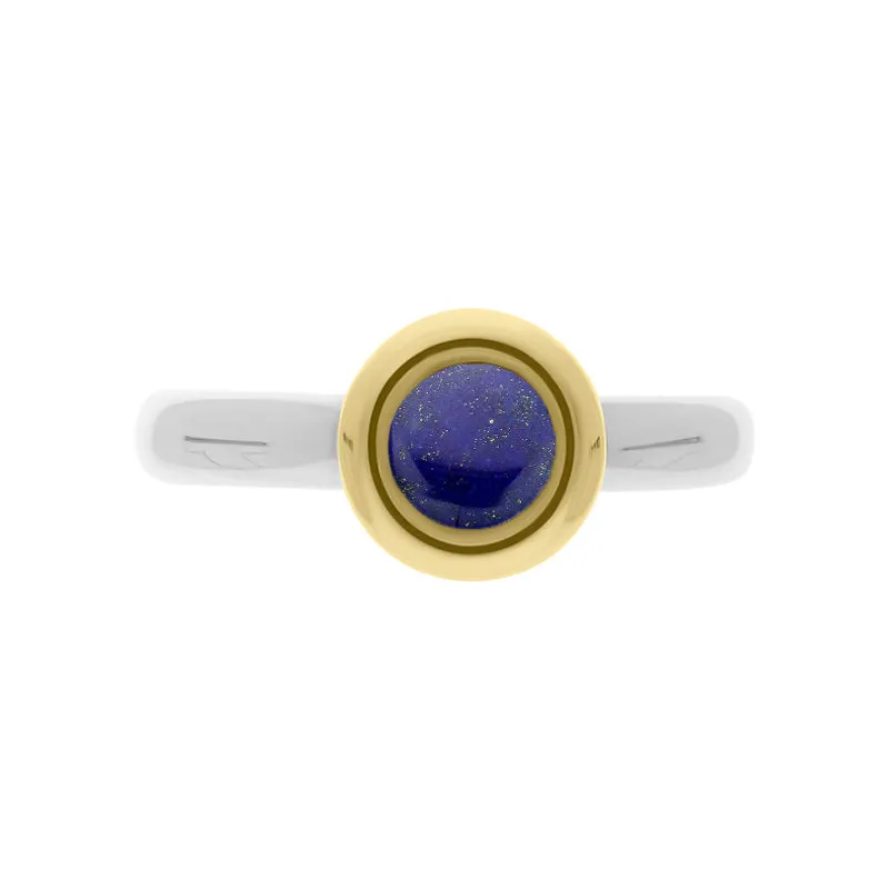 9ct Yellow Gold Lapis Lazuli Stepping Stones Bead Cup Stacking Ring
