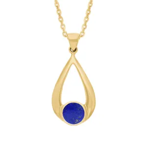 9ct Yellow Gold Lapis Lazuli Teardrop Necklace