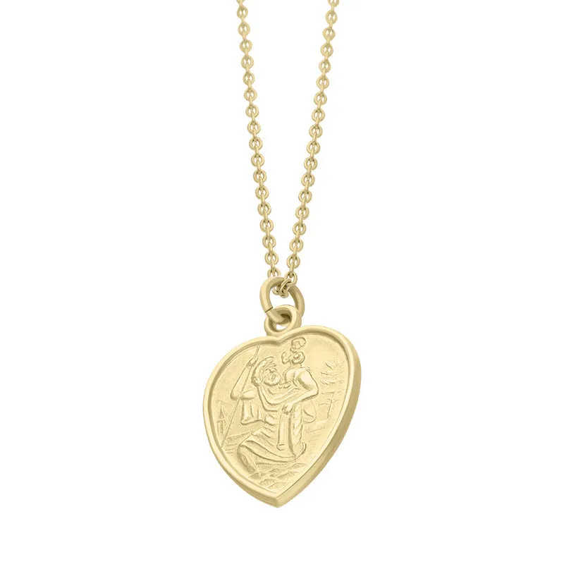 9ct Yellow Gold Large Heart Saint Christopher Necklace