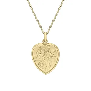 9ct Yellow Gold Large Heart Saint Christopher Necklace