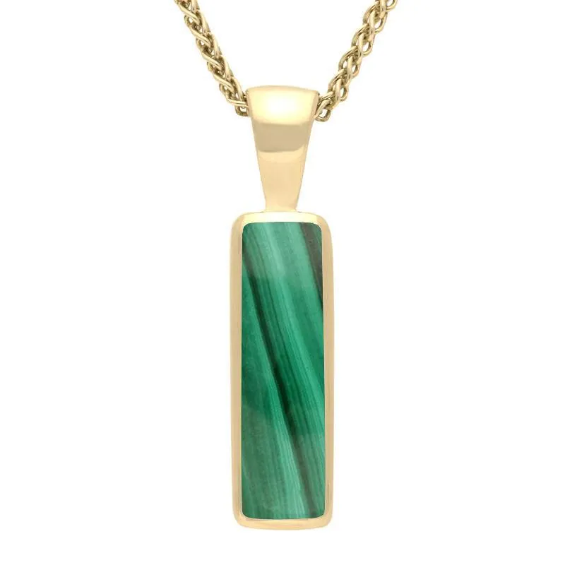 9ct Yellow Gold Malachite Small Oblong Necklace