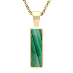 9ct Yellow Gold Malachite Small Oblong Necklace