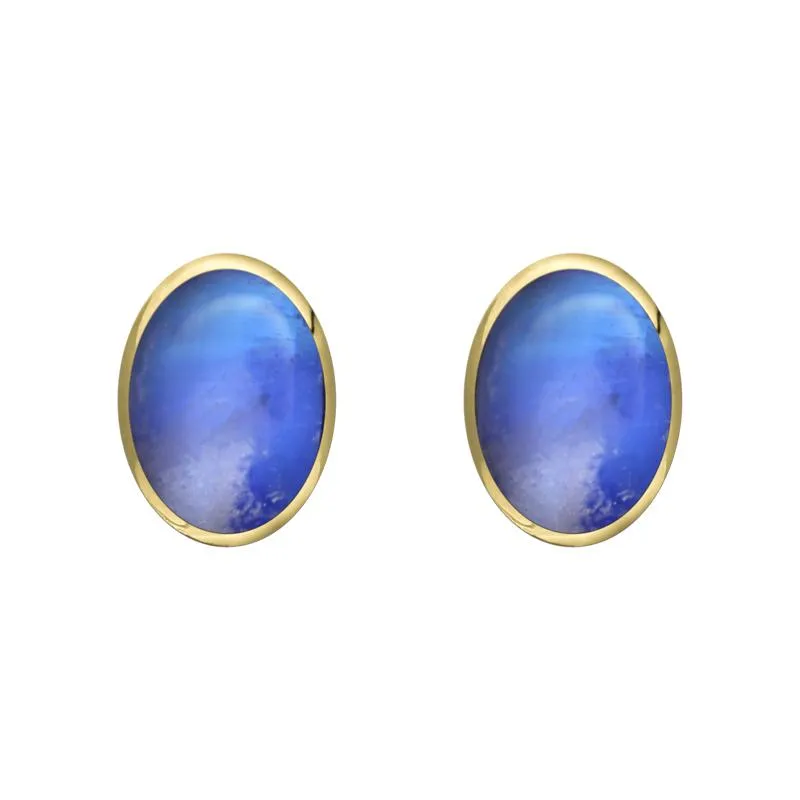 9ct Yellow Gold Moonstone 7 x 5mm Classic Small Oval Stud Earrings