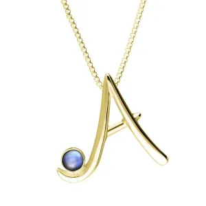 9ct Yellow Gold Moonstone Love Letters Initial A Necklace