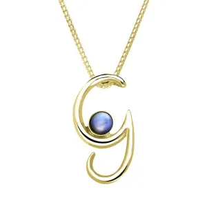 9ct Yellow Gold Moonstone Love Letters Initial G Necklace
