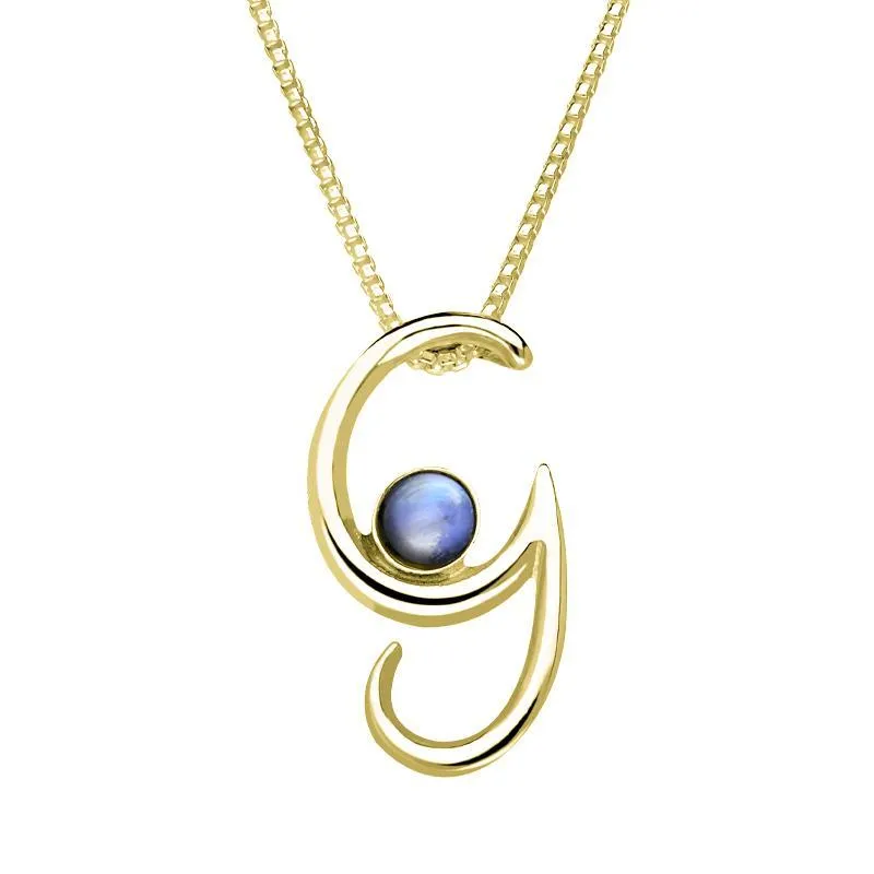 9ct Yellow Gold Moonstone Love Letters Initial G Necklace