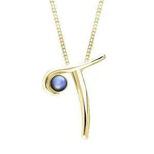 9ct Yellow Gold Moonstone Love Letters Initial T Necklace