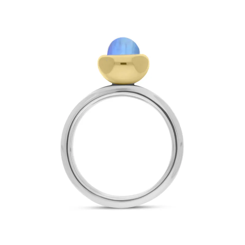 9ct Yellow Gold Moonstone Stepping Stones Bead Cup Stacking Ring