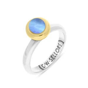 9ct Yellow Gold Moonstone Stepping Stones Bead Cup Stacking Ring