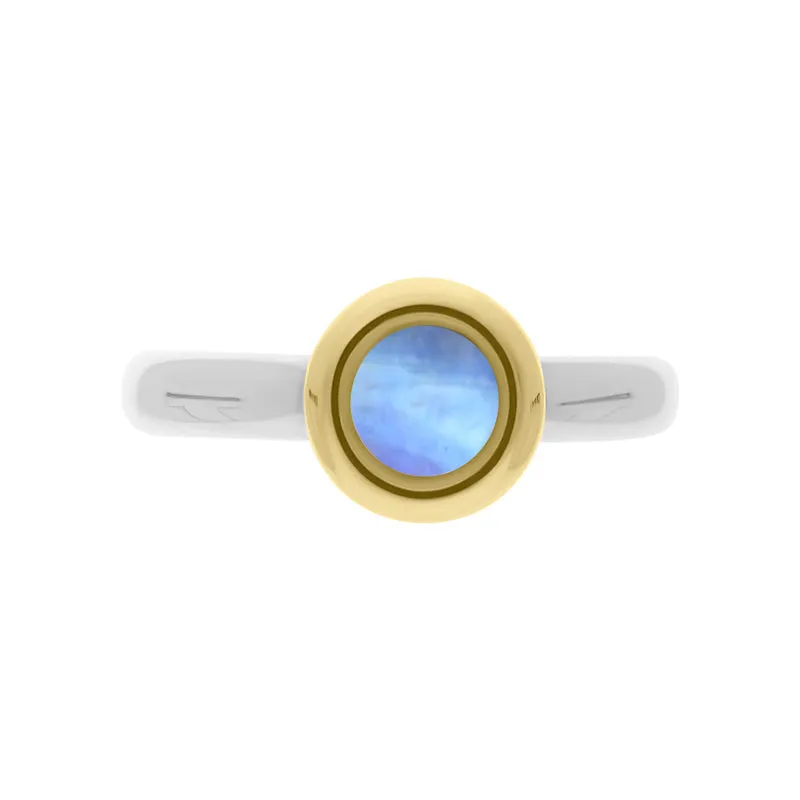 9ct Yellow Gold Moonstone Stepping Stones Bead Cup Stacking Ring