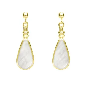 9ct Yellow Gold Mother of Pearl Bottle Top Pear Drop Earrings