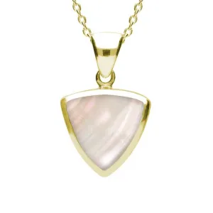 9ct Yellow Gold Mother of Pearl Curved Triangle Necklace