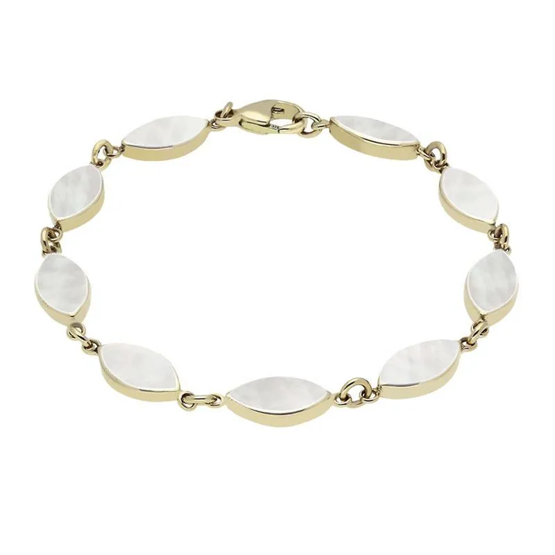 9ct Yellow Gold Mother of Pearl Marquise Bracelet