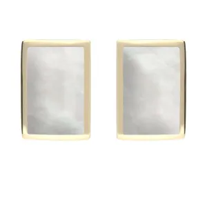 9ct Yellow Gold Mother of Pearl Oblong Stud Earrings