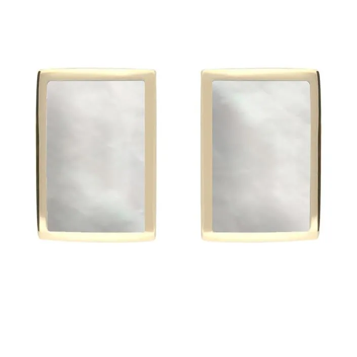 9ct Yellow Gold Mother of Pearl Oblong Stud Earrings
