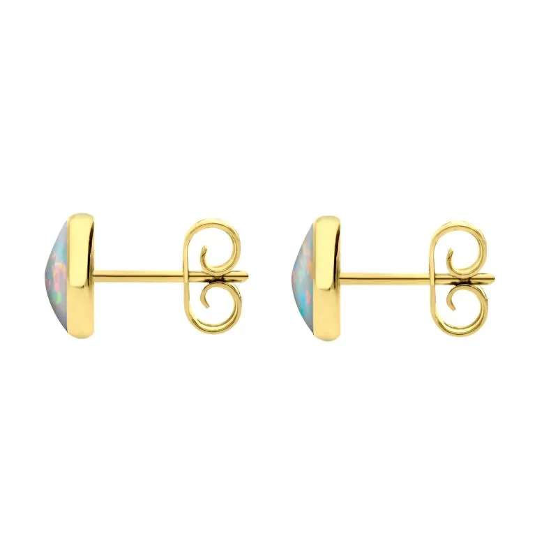 9ct Yellow Gold Opal 6mm Classic Medium Round Stud Earrings