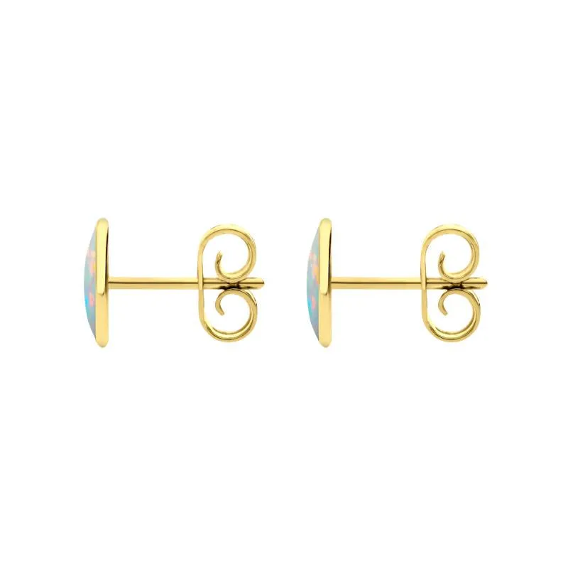 9ct Yellow Gold Opal 8 x 6mm Classic Medium Oval Stud Earrings
