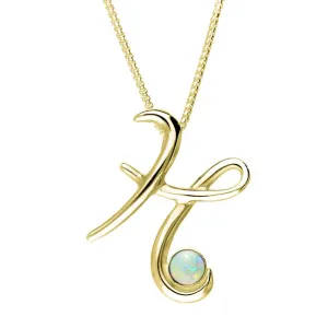 9ct Yellow Gold Opal Love Letters Initial H Necklace