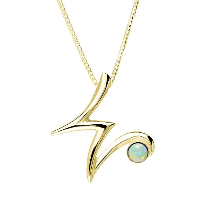 9ct Yellow Gold Opal Love Letters Initial W Necklace