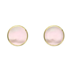 9ct Yellow Gold Pink Mother of Pearl 5mm Classic Small Round Stud Earrings