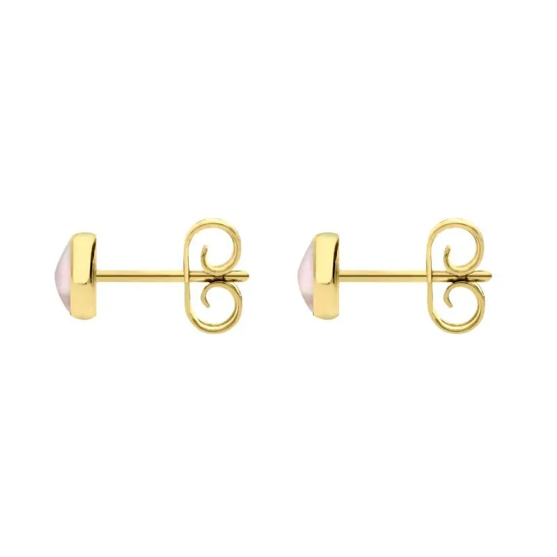 9ct Yellow Gold Pink Mother of Pearl 5mm Classic Small Round Stud Earrings