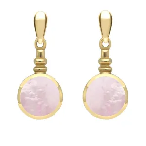 9ct Yellow Gold Pink Mother of Pearl Bottle Top Drop Earrings