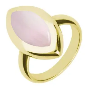 9ct Yellow Gold Pink Mother of Pearl Framed Marquise Ring