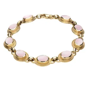 9ct Yellow Gold Pink Mother of Pearl Nine Stone Oval Bracelet