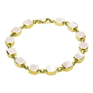 9ct Yellow Gold Pink Mother of Pearl Square Cushion Bracelet