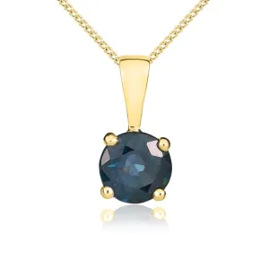 9ct Yellow Gold Sapphire 5mm Round Claw Set Pendant