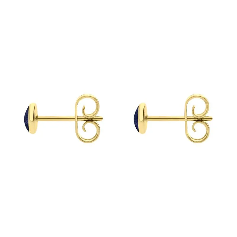 9ct Yellow Gold Sodalite 4mm Classic Small Round Stud Earrings