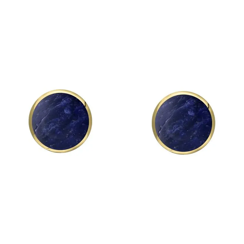 9ct Yellow Gold Sodalite 4mm Classic Small Round Stud Earrings
