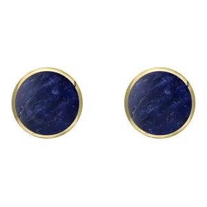 9ct Yellow Gold Sodalite 8mm Classic Large Round Stud Earrings