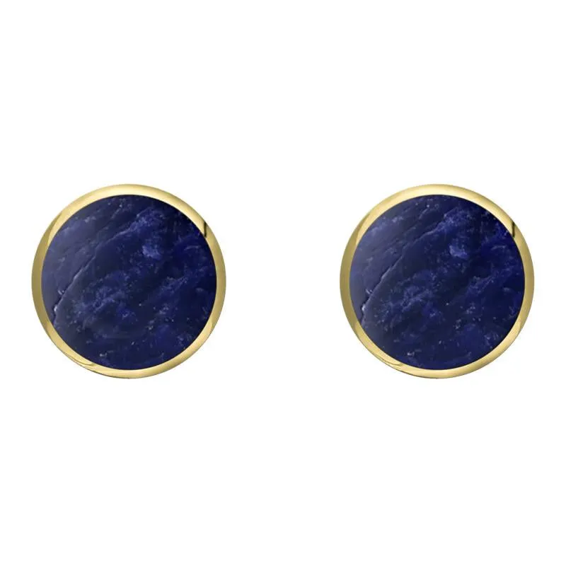 9ct Yellow Gold Sodalite 8mm Classic Large Round Stud Earrings
