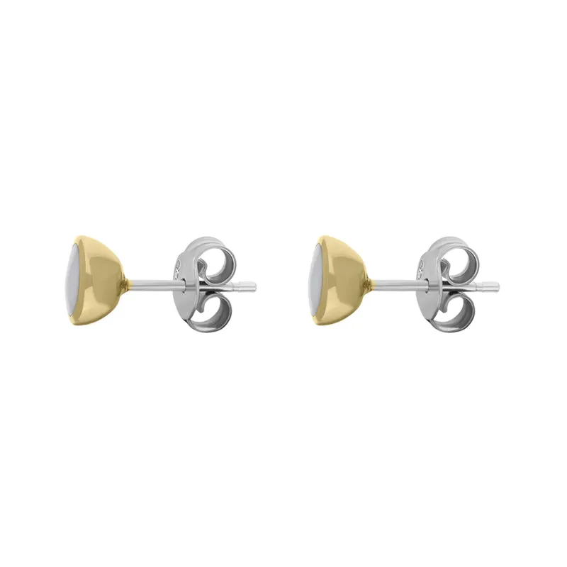 9ct Yellow Gold Sterling Silver Bauxite Stepping Stones Round Stud Earrings