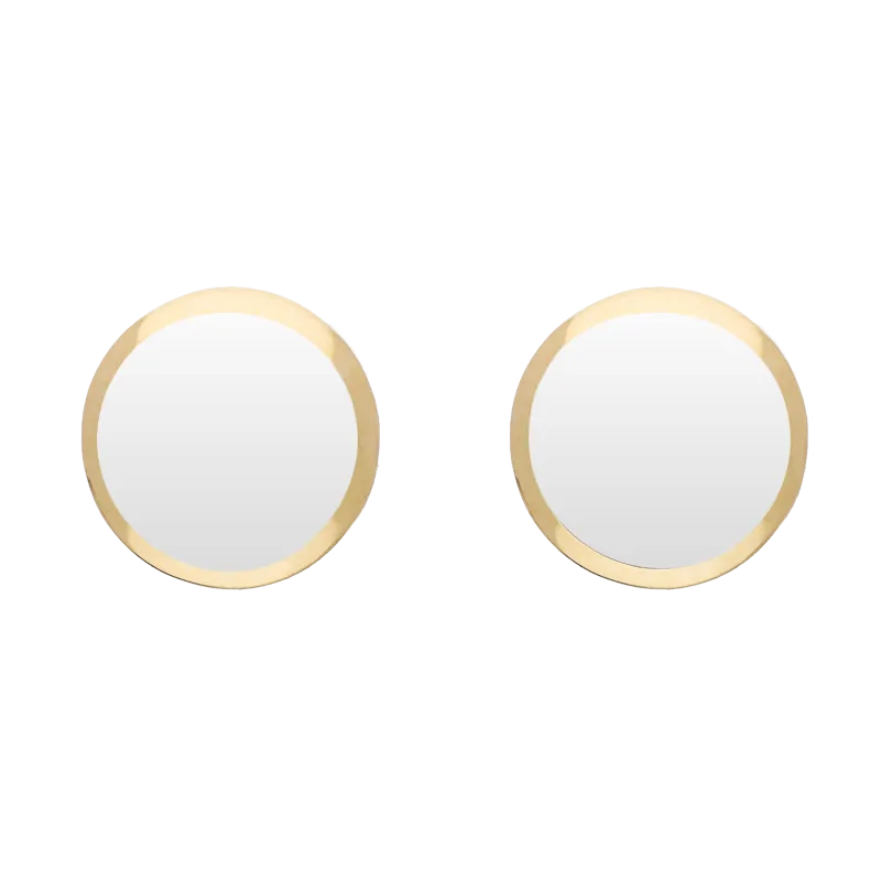 9ct Yellow Gold Sterling Silver Bauxite Stepping Stones Round Stud Earrings