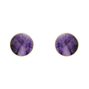 9ct Yellow Gold Sterling Silver Blue John Stepping Stones Bead Cup Stud Earrings