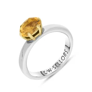 9ct Yellow Gold Sterling Silver Citrine Stepping Stones 4x7mm Oval Claw Set Ring