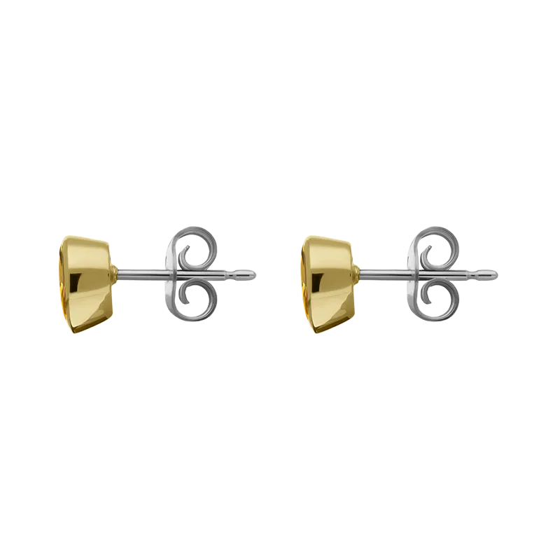 9ct Yellow Gold Sterling Silver Citrine Stepping Stones 5x7mm Pear Stud Earrings