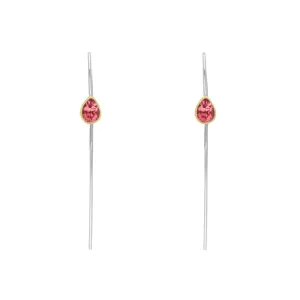 9ct Yellow Gold Sterling Silver Garnet Stepping Stones 5x7mm Pear Drop Hook Earrings