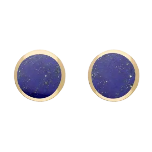 9ct Yellow Gold Sterling Silver Lapis Lazuli Stepping Stones Round Stud Earrings