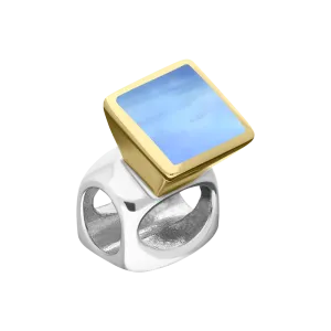 9ct Yellow Gold Sterling Silver Moonstone Stepping Stones 5mm Square Charm