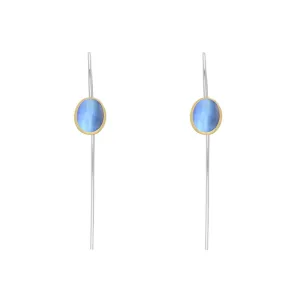 9ct Yellow Gold Sterling Silver Moonstone Stepping Stones 6x8mm Oval Hook Earrings