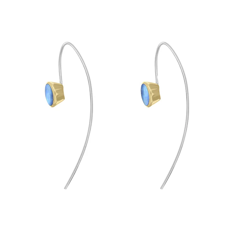 9ct Yellow Gold Sterling Silver Moonstone Stepping Stones 6x8mm Oval Hook Earrings